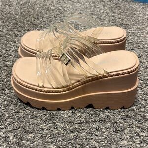Cape Robbin Clear and Nude Platform Sandals